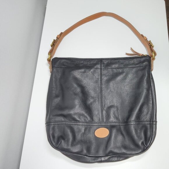 Fossil Leather Hobo-Style Shoulder Bag Black - Picture 1 of 16
